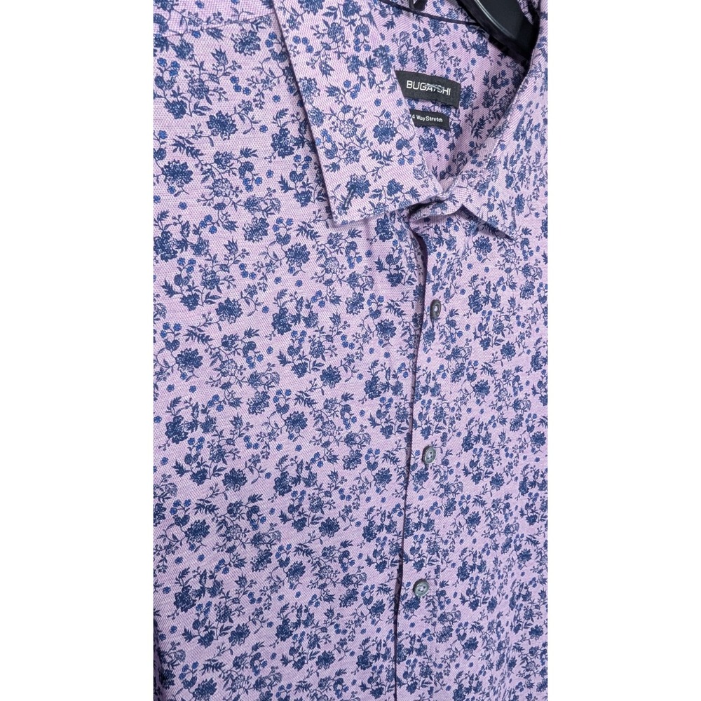 Bugatchi‎ Floral Short Sleeve Knit Button Down Shirt AOP Size XXL
